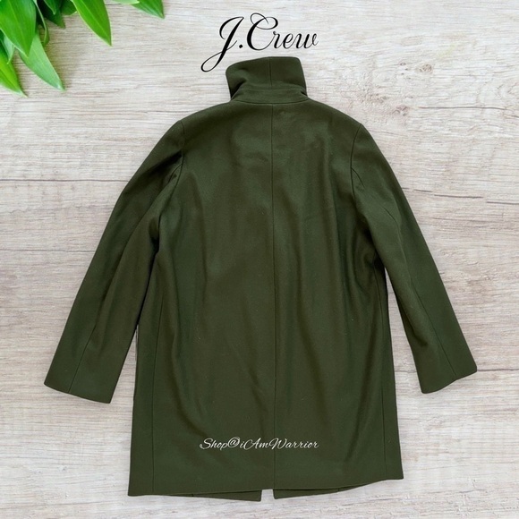 J.Crew dark avocado green wool/cashmere pleated cocoon coat shop@iamwarrior - Picture 5 of 10